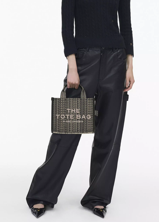 Marc Jacobs Monogram Jacquard Small Tote Bag Black / Beige