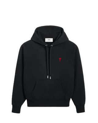 AMI Paris Heart Logo Hoodie Black