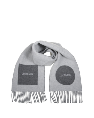 Jacquemus Rond Carre Virgin Wool Scarf Grey