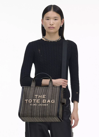 Marc Jacobs Monogram Jacquard Medium Tote Bag Black / Beige