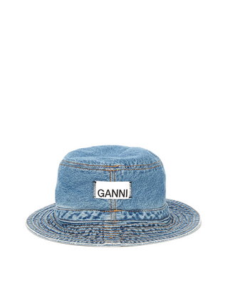 GANNI Denim Bucket Hat Washed Indigo