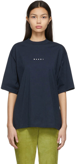 Marni Logo Crew Neck T-shirt Navy