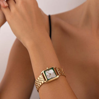 Vanna Geminus Gold/Malachite & Pearl GemMal