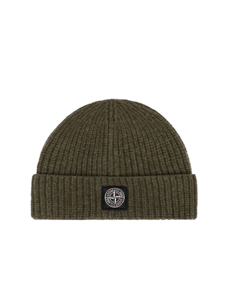 Stone Island N100012 LIGHT RWS GEELONG WOOL Compass Patch Beanie Military Green