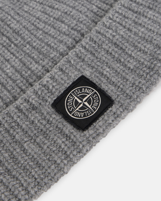 Stone Island N100012 LIGHT RWS GEELONG WOOL Compass Patch Beanie Cement Melange