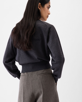 Jacquemus Logo Embroidery Wool Sweater Grey