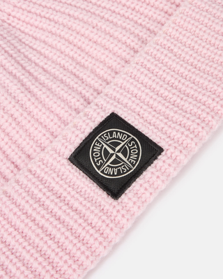 Stone Island N100012 LIGHT RWS GEELONG WOOL Compass Patch Beanie Pink
