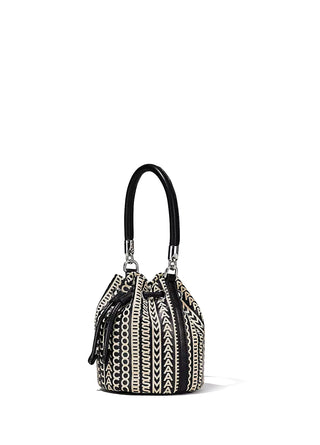 Marc Jacobs The Monogram Leather Micro Bucket Bag Black