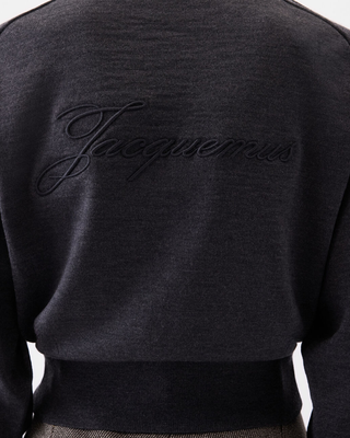 Jacquemus Logo Embroidery Wool Sweater Grey