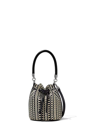 Marc Jacobs The Monogram Leather Micro Bucket Bag Black