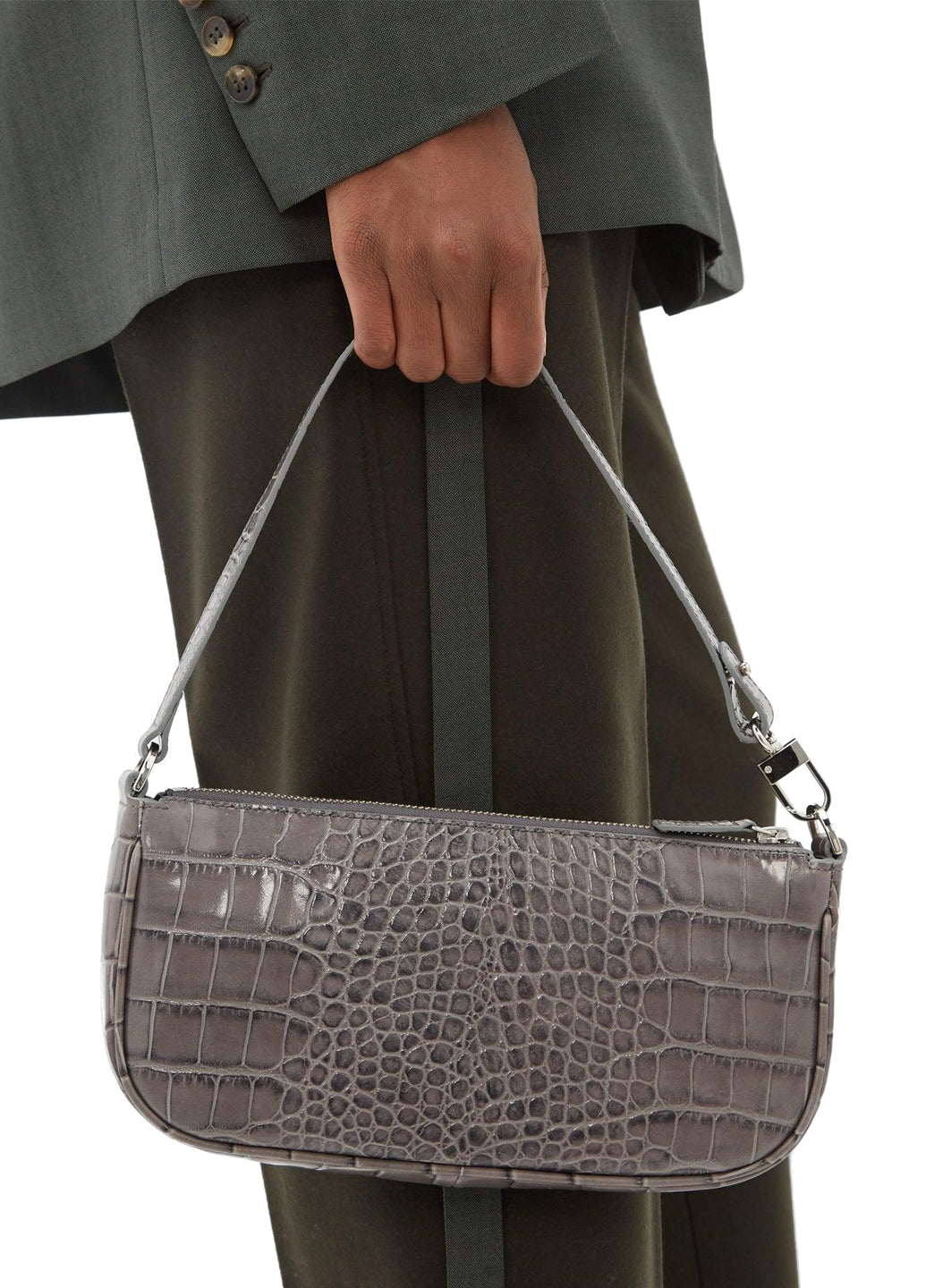 By Far Rachel Grey Croco Embossed Leather ROOMS