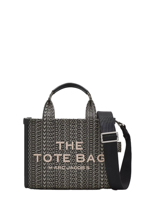 Marc Jacobs Monogram Jacquard Small Tote Bag Black / Beige