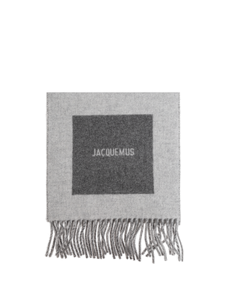 Jacquemus Rond Carre Virgin Wool Scarf Grey