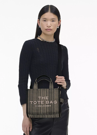 Marc Jacobs Monogram Jacquard Small Tote Bag Black / Beige