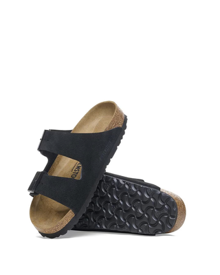Birkenstock Arizona Suede Leather Slides Black 1027164