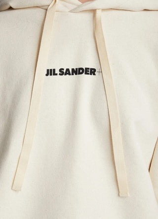 Jil Sander Logo Print Hoodie White