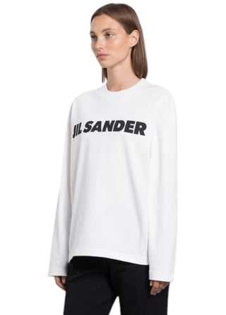 Jil Sander Logo Print Long Sleeve T-shirt White