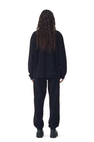 Ganni Logo Embroidery Sweatshirt Black