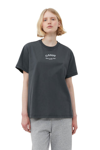 Ganni Have a Nice Day T-shirt Grey