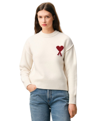 Ami Paris ADC Crewneck Wool Sweater White / Red