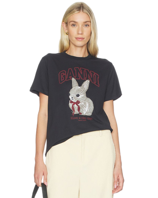 Ganni Bunny T-shirt Phantom Grey