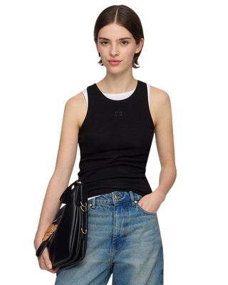 Ganni Soft Cotton Rib Tank Top Black
