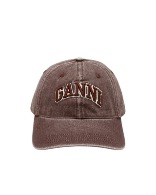 Ganni Washed Canvas Cap Chocolate Plum