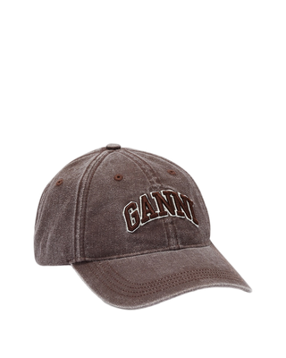 Ganni Washed Canvas Cap Chocolate Plum