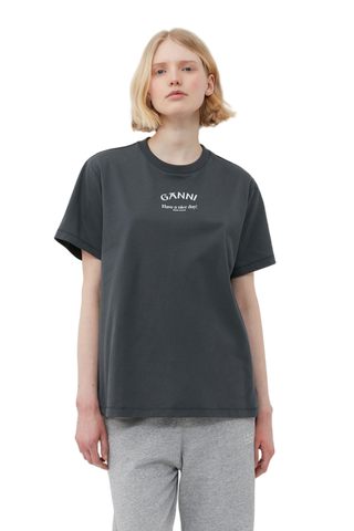 Ganni Have a Nice Day T-shirt Grey