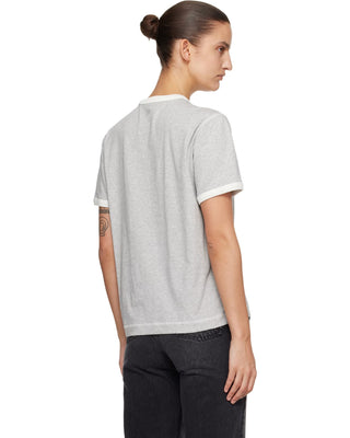 Ami Paris Cotton Knitted Patch T-shirt Grey