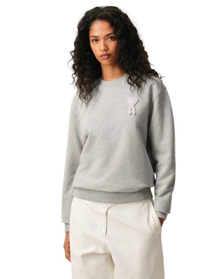 Ami Paris Cotton Knitted Ami De Coeur Sweatshirt Grey