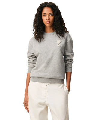 Ami Paris Cotton Knitted Ami De Coeur Sweatshirt Grey