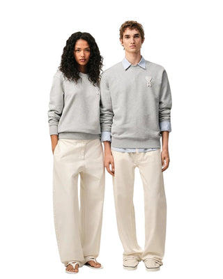 Ami Paris Cotton Knitted Ami De Coeur Sweatshirt Grey