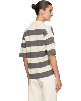 Ami Paris Cotton Ami De Coeur Polo Off White/Grey