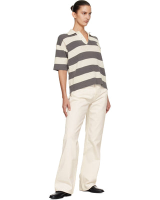 Ami Paris Cotton Ami De Coeur Polo Off White/Grey