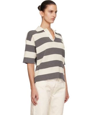 Ami Paris Cotton Ami De Coeur Polo Off White/Grey