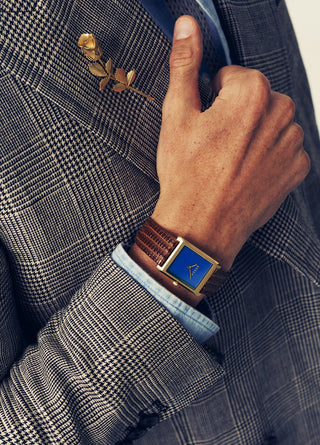 Breda Virgil Lizard Embossed Gold/Brown/Cobalt 1763B