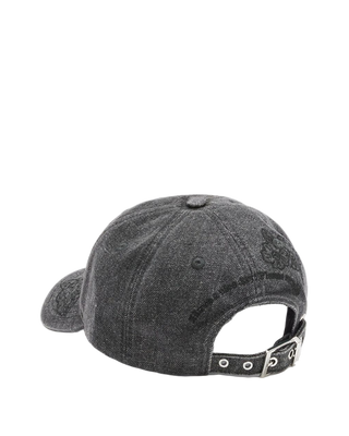Ganni Washed Embroidery Denim Cap Black