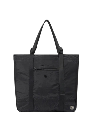 Stone Island 9200012 COATED NYLON METAL IN ECONYL® Tote Bag Black