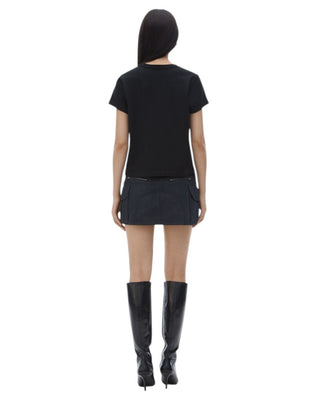Alexander Wang Puff Logo Shrunken Cotton Jersey Tee Black