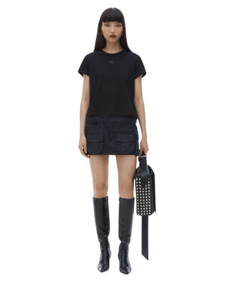 Alexander Wang Puff Logo Shrunken Cotton Jersey Tee Black