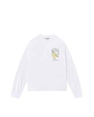 Ganni Fruit Long-Sleeve Bright White
