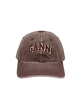Ganni Washed Canvas Cap Chocolate Plum