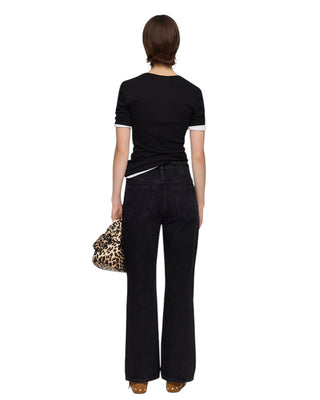 Ganni Soft Cotton Rib T-Shirt Black