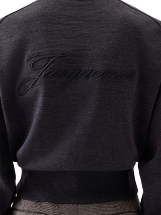 Jacquemus Logo Embroidery Wool Sweater Grey
