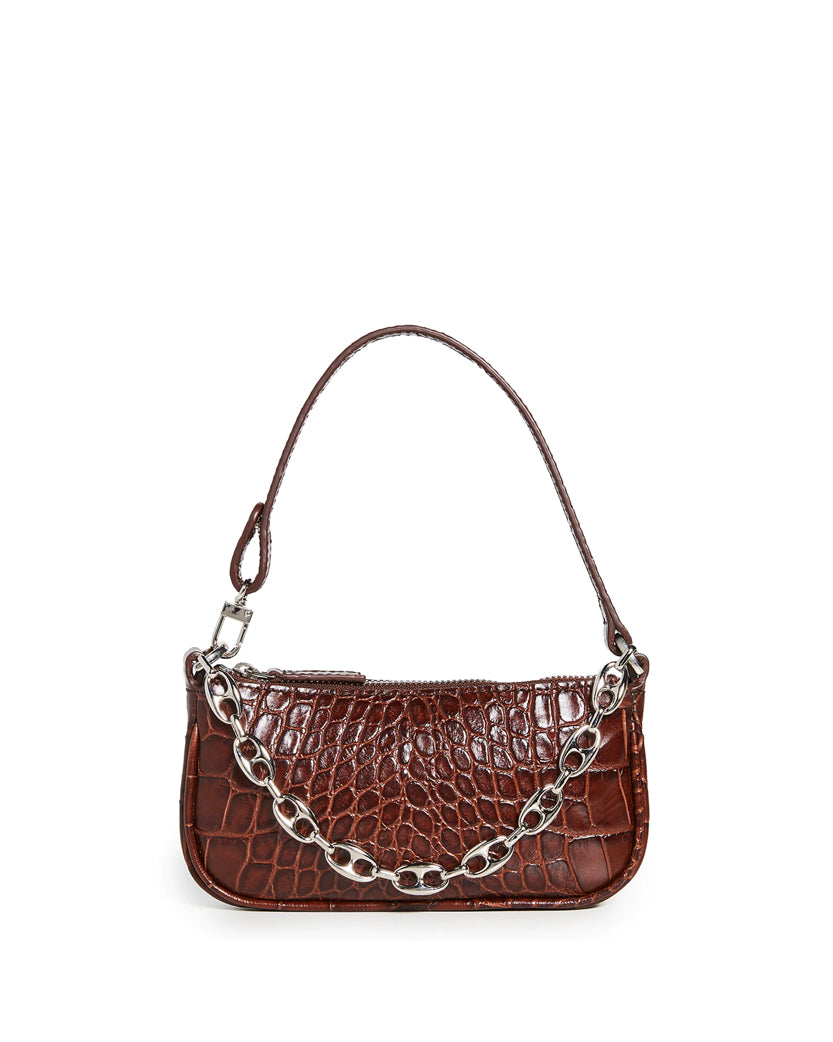 By Far Mini Rachel Nutella Croco Embossed Leather ROOMS