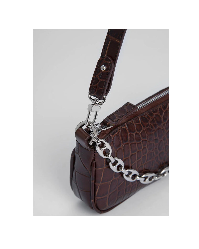 By Far Mini Rachel Nutella Croco Embossed Leather ROOMS