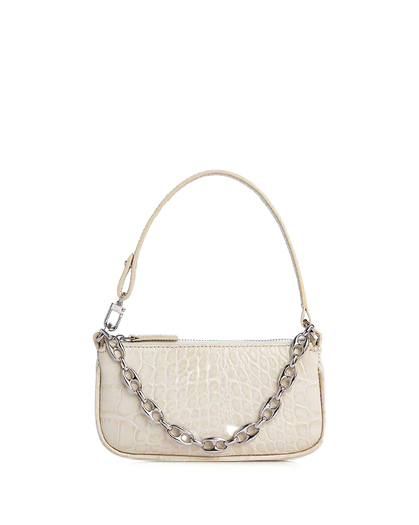 By Far Mini Rachel Cream Croco Embossed Leather ROOMS