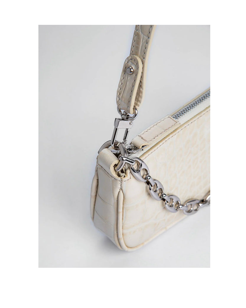 By Far Mini Rachel Cream Croco Embossed Leather ROOMS