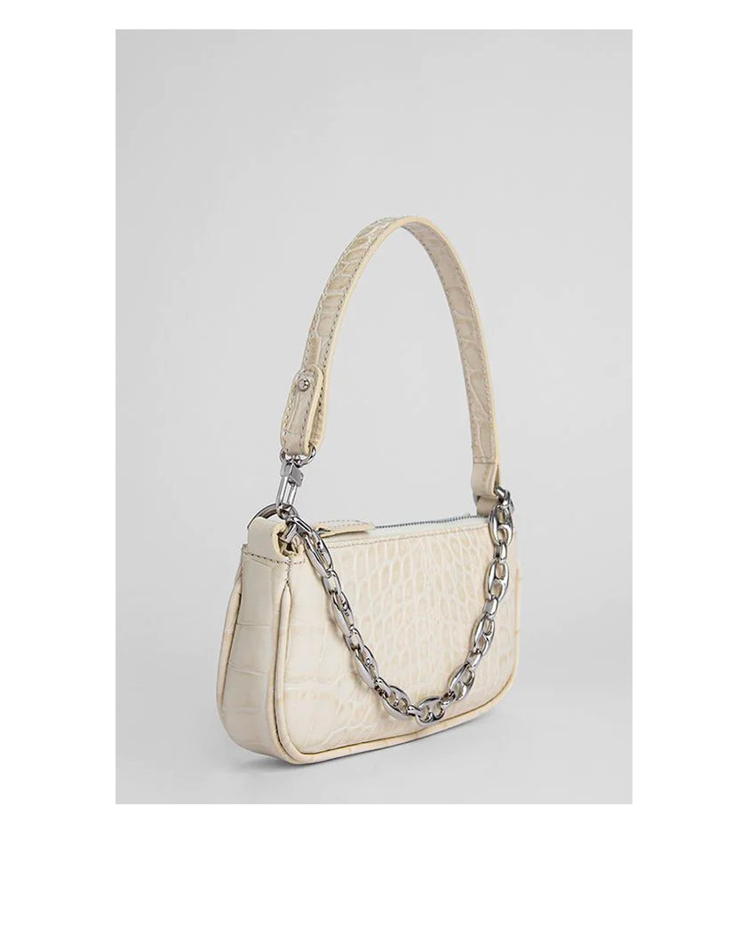 By Far Mini Rachel Cream Croco Embossed Leather ROOMS